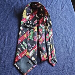 Nicole Miller Black Tie with Red and Green Accents